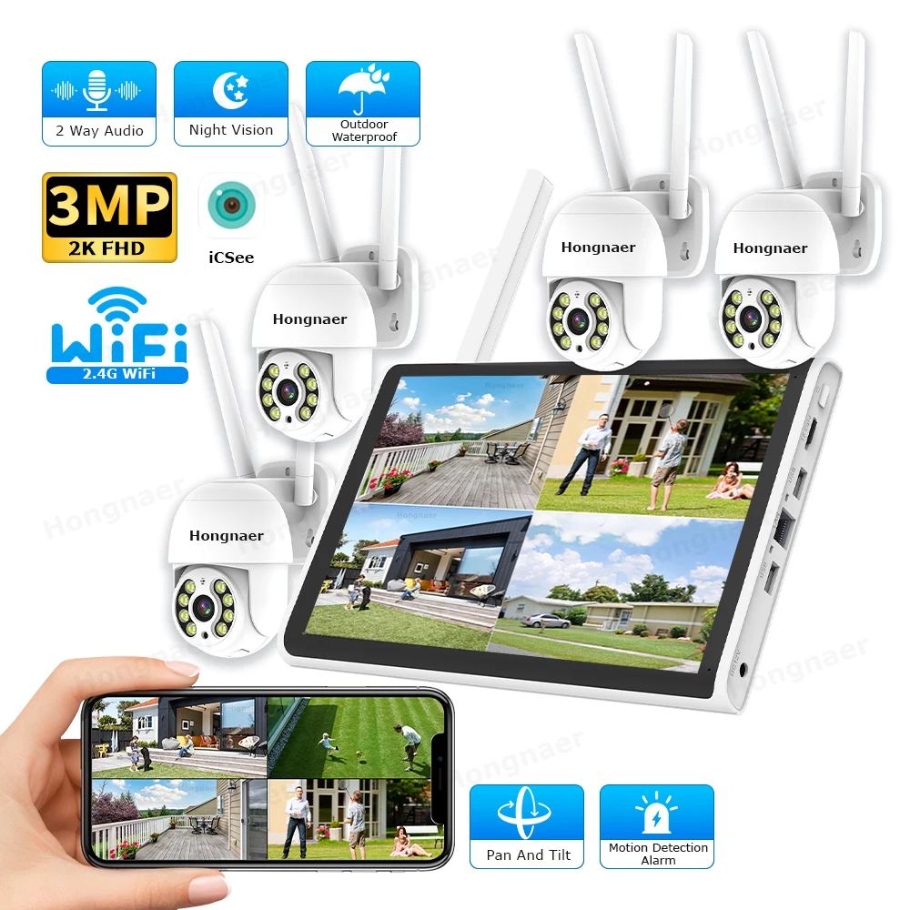 Home Security Camera System - 2026 Hongnaer 3MP 4 Channel WiFi