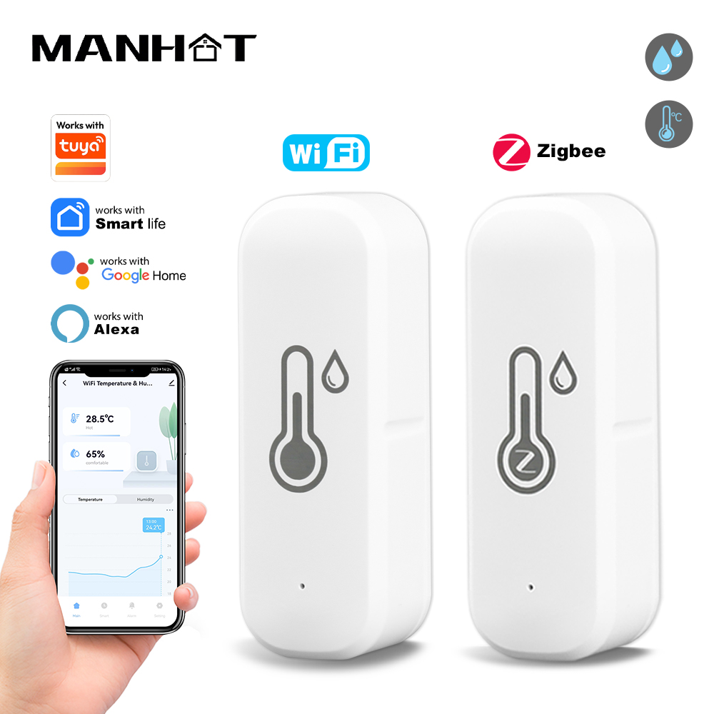 Home Security Battery - MANHOT Zigbee/Wifi Smart Temperature And Humidity