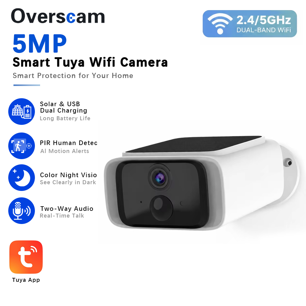 Home Security Home Assistant - Tuya 5MP Solar Security Camera Wireless