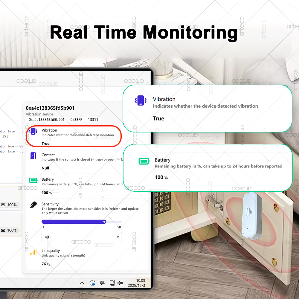 ZigBee Smart Vibration Sensor  - đánh giá và giá Home Security Home Assistant