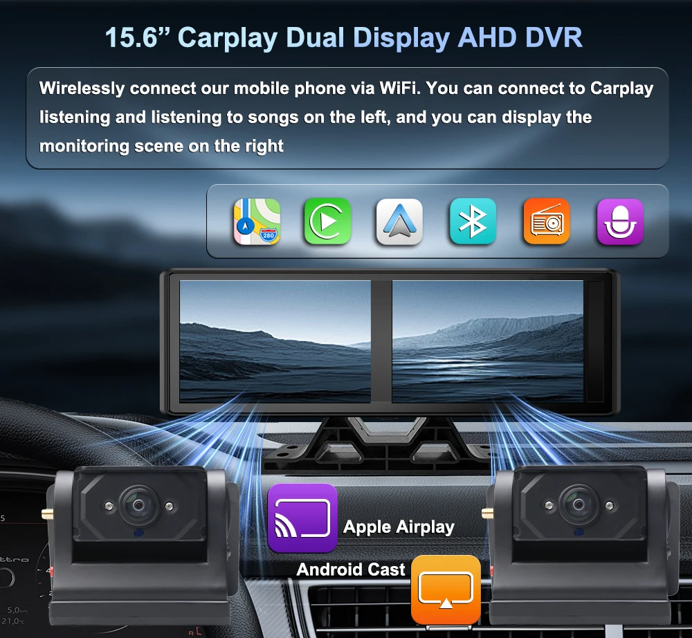 15.6 Inch Android Auto Carpaly - đánh giá và giá Camera Solar Wireless